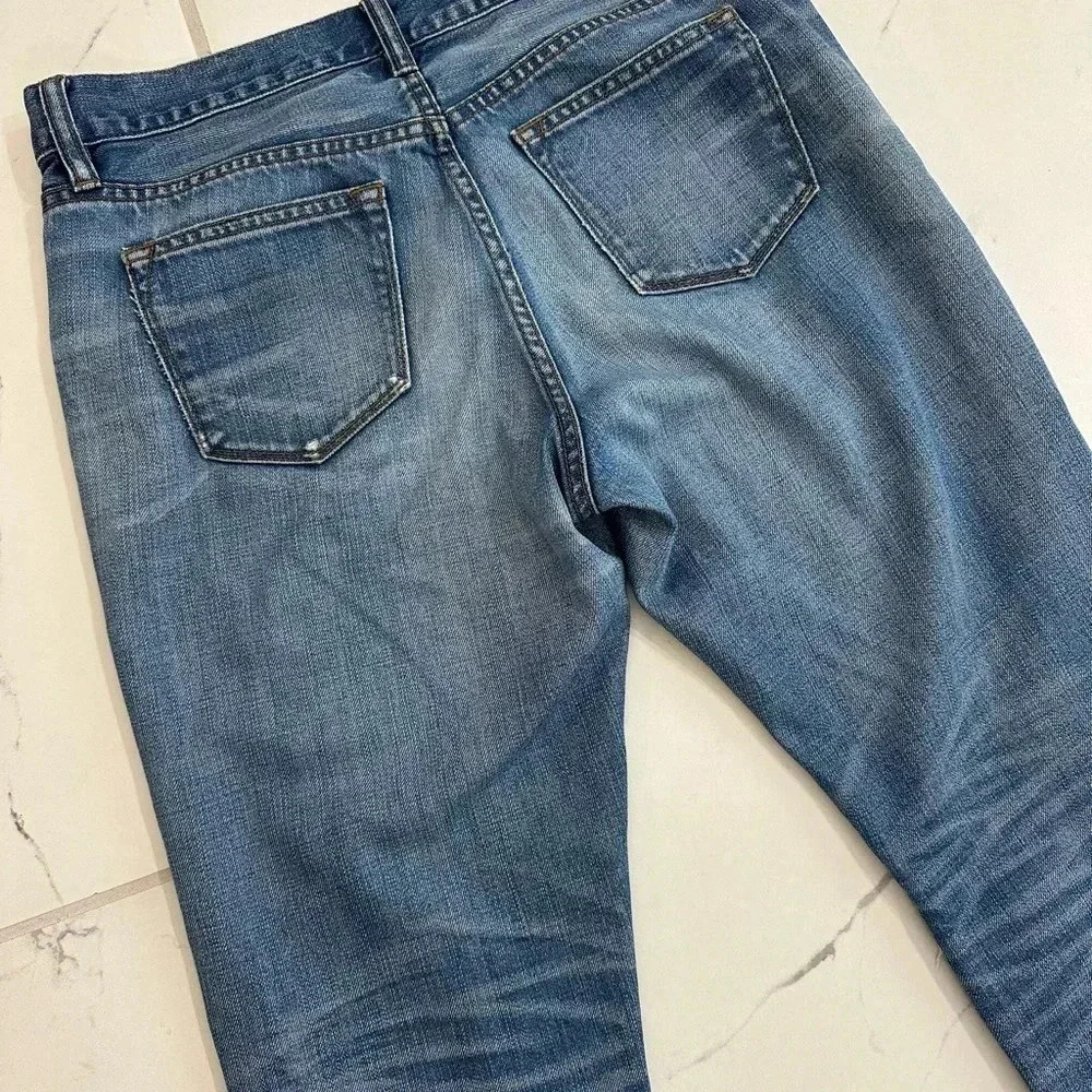 J Crew Womens Slim Broken In Boyfriend Jeans 27 Blue Distressed Ripped Mid Rise - Picture 5 of 9